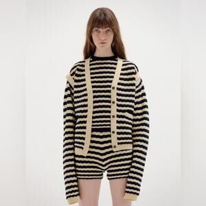 EENK Striped Textured Cardigan Sweater Relaxed Oversized Fit Nordstrom OS L $475